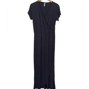 Loveapella Maxi Dress Knit Tulip Hem Navy Blue Boho XL